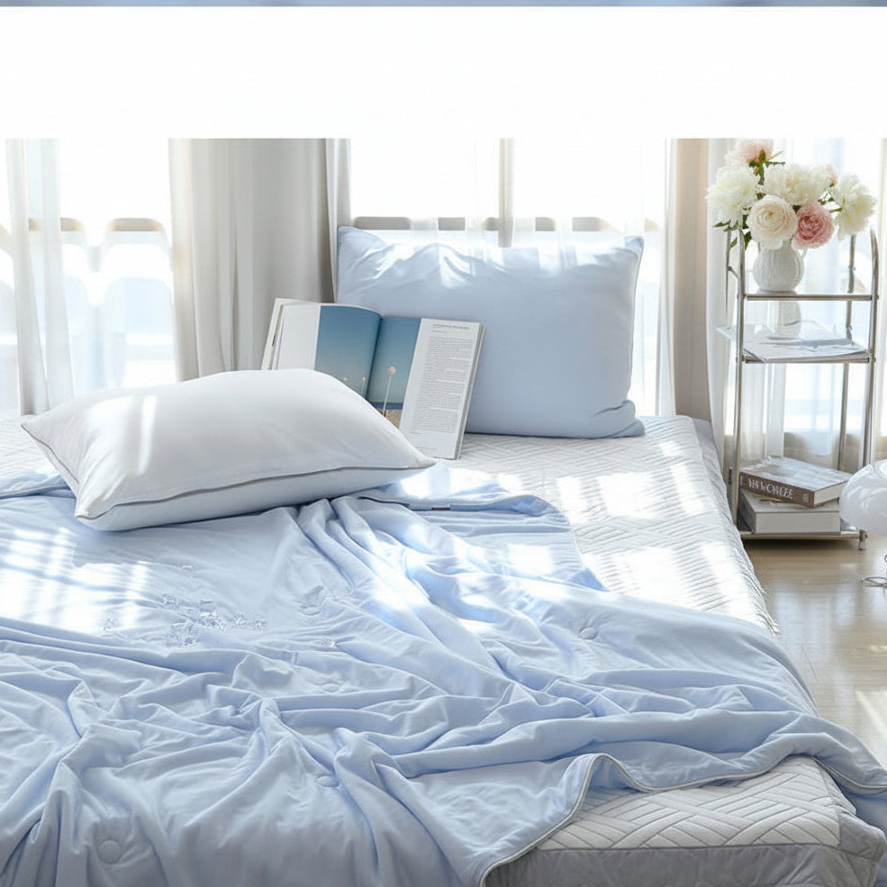NUSOM Cool Cool Summer Blanket  藍色涼感被 -清爽 藍色寢具臥室情境展示