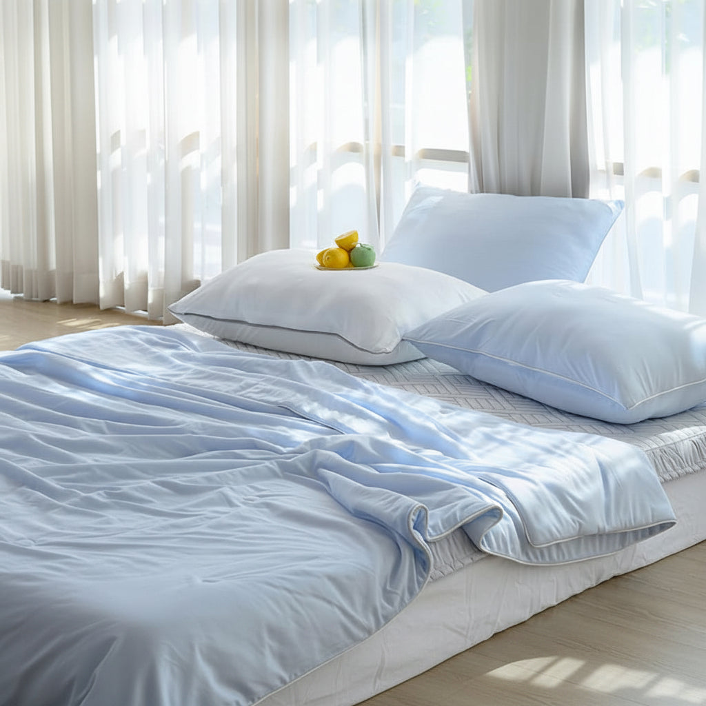 NUSOM Cool Cool Summer Blanket  藍色涼感被 -藍色寢具臥室情境展示