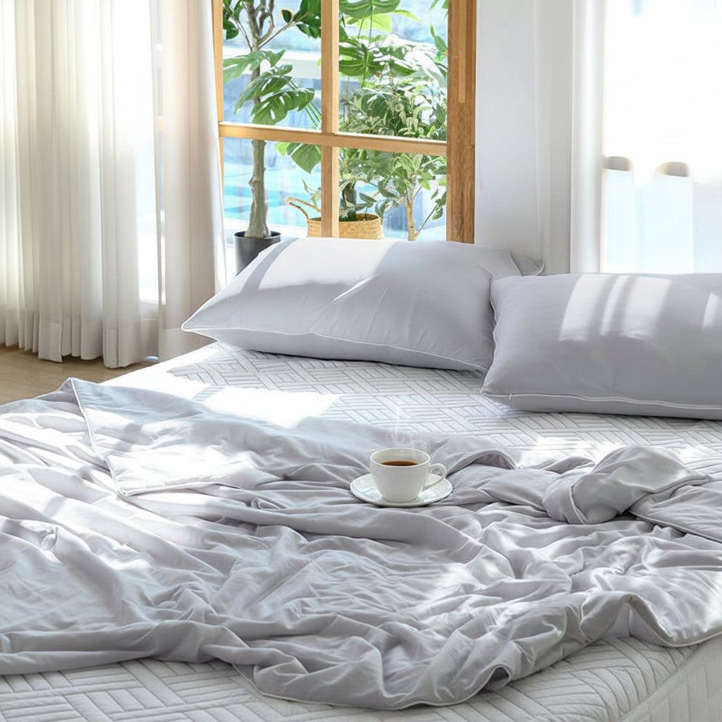 NUSOM Cool Cool Summer Blanket 灰色涼感被 - 灰色寢具臥室情境展示